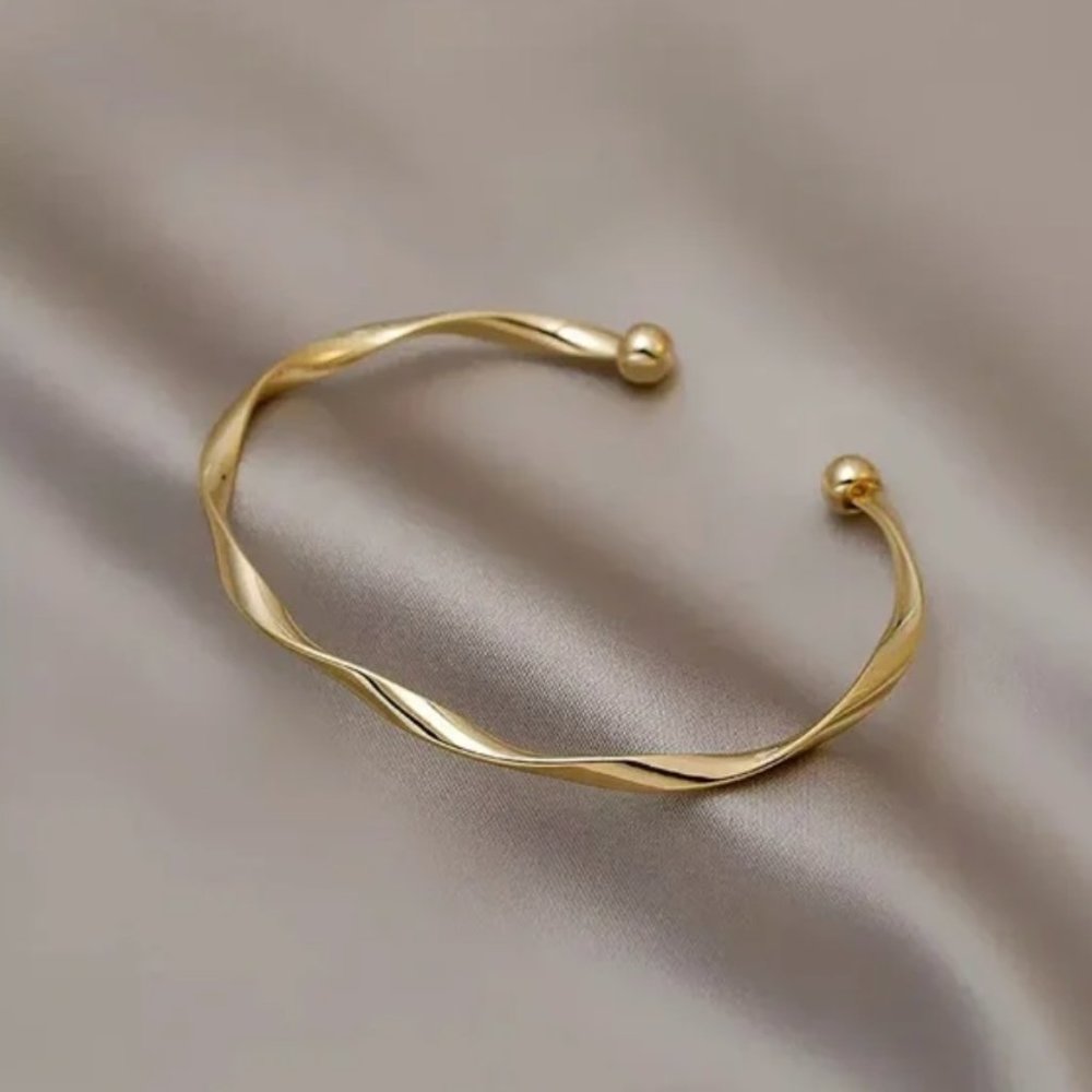 Anthropologie Gold Twist Cuff Bracelet